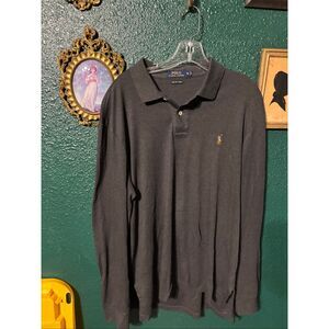 Ralph Lauren Gray Polo Long Sleeve Size XL Collared Cotton